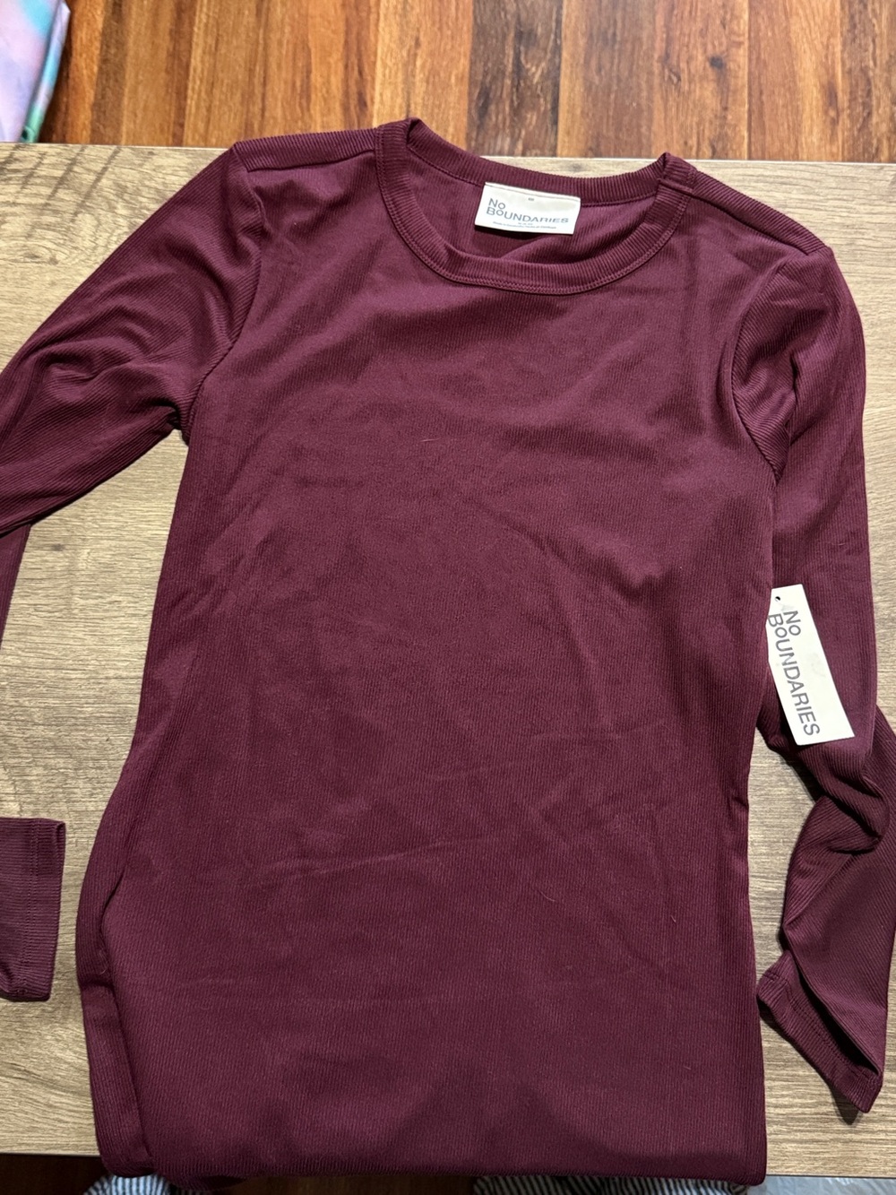 No Boundaries Women’s Long Sleeve Dress - Burgundy